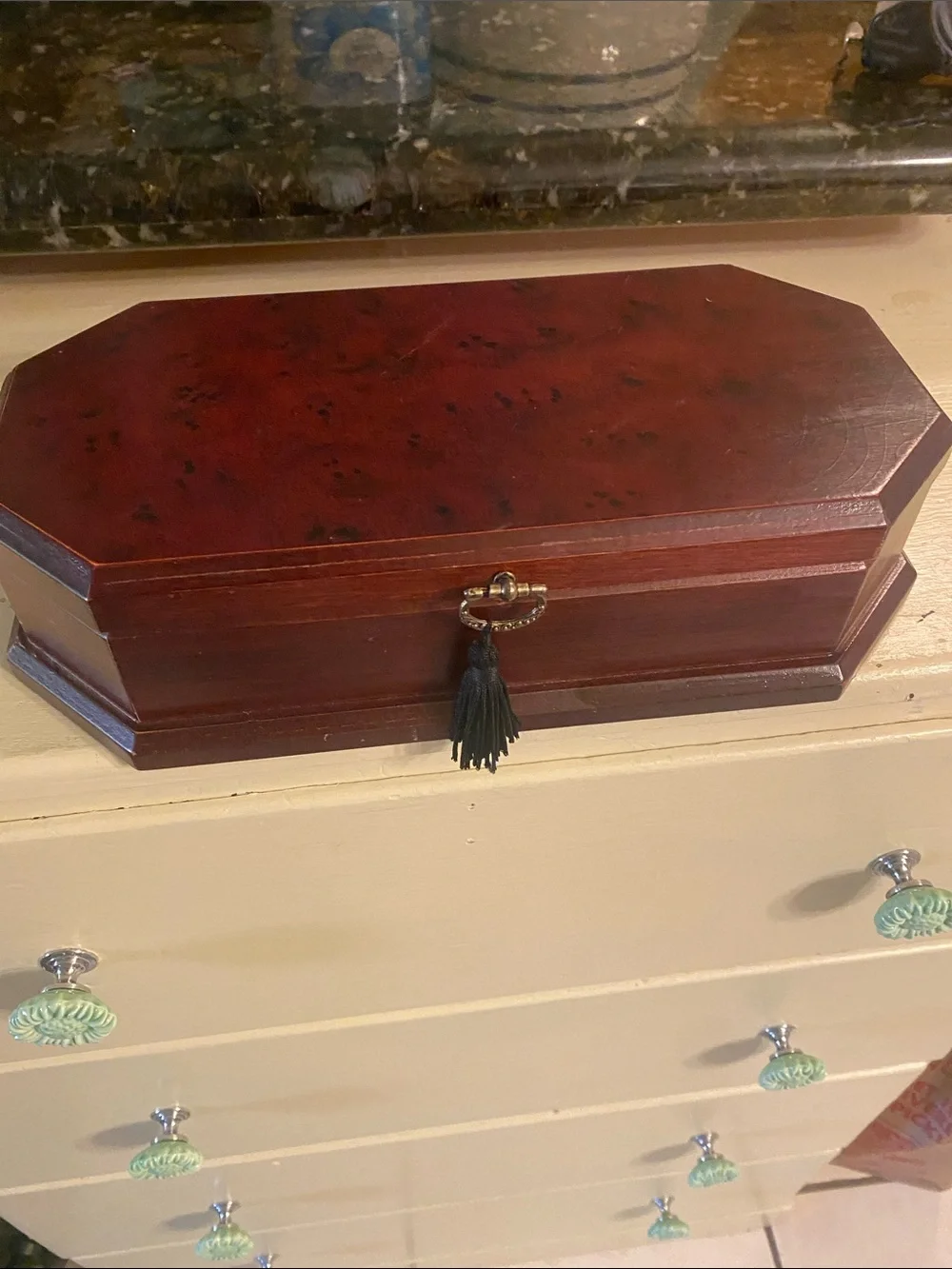 Classic Wooden Jewelry Organizer Box in Dark Brown